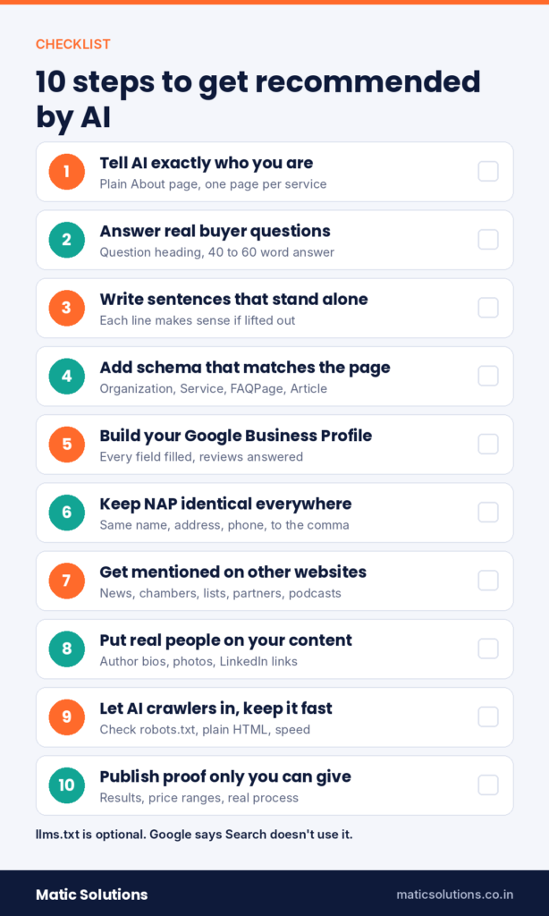 10 step ai recommendation checklist