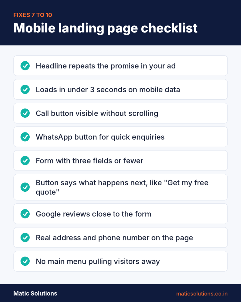 mobile landing page checklist